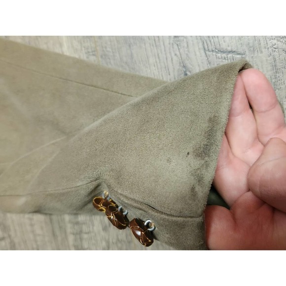 Vintage 90s Lanvin Paris Feather Suede Designer Suit Jacket Coat Blazer Mens 40R - Picture 6 of 12